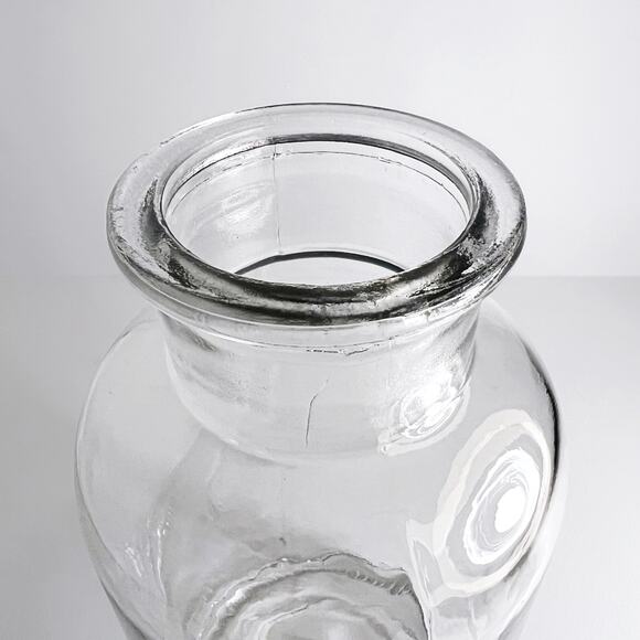 Vintage Pressed Clear Glass Wide Neck Rolled Rim Chunky Bottle Vase (EUC) - Picture 6 of 8